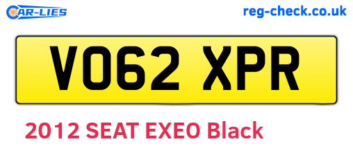 VO62XPR are the vehicle registration plates.