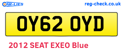 OY62OYD are the vehicle registration plates.
