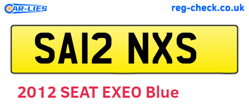 SA12NXS are the vehicle registration plates.