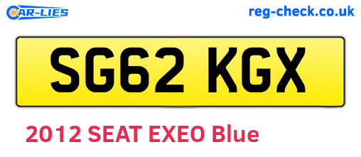 SG62KGX are the vehicle registration plates.