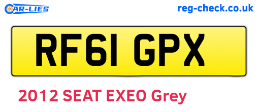 RF61GPX are the vehicle registration plates.