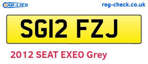 SG12FZJ are the vehicle registration plates.