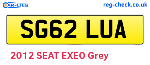 SG62LUA are the vehicle registration plates.