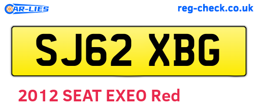 SJ62XBG are the vehicle registration plates.