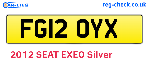 FG12OYX are the vehicle registration plates.