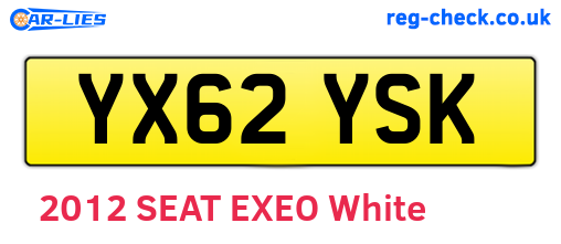 YX62YSK are the vehicle registration plates.