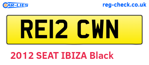 RE12CWN are the vehicle registration plates.