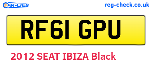 RF61GPU are the vehicle registration plates.