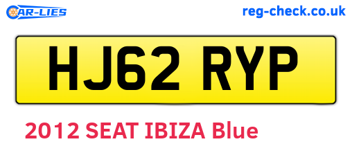 HJ62RYP are the vehicle registration plates.