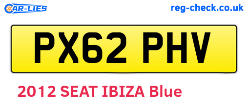 PX62PHV are the vehicle registration plates.