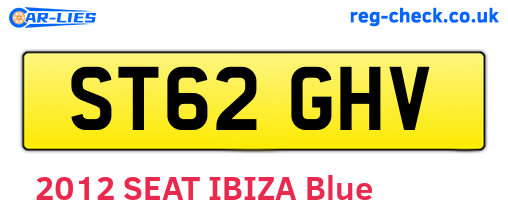 ST62GHV are the vehicle registration plates.