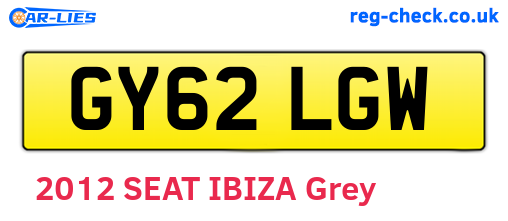 GY62LGW are the vehicle registration plates.