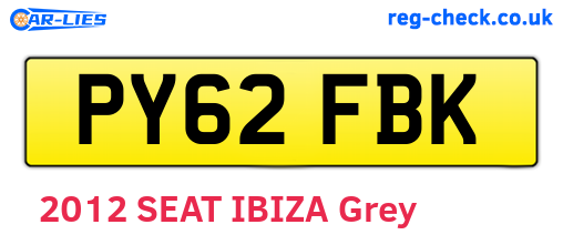 PY62FBK are the vehicle registration plates.