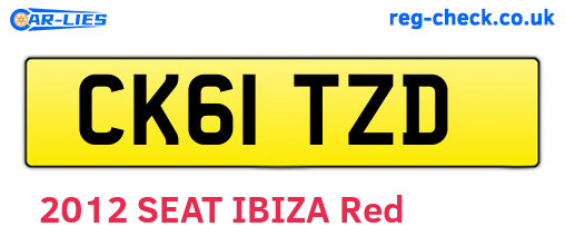 CK61TZD are the vehicle registration plates.