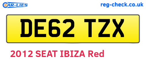 DE62TZX are the vehicle registration plates.