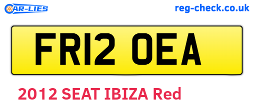 FR12OEA are the vehicle registration plates.