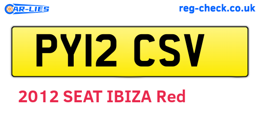 PY12CSV are the vehicle registration plates.