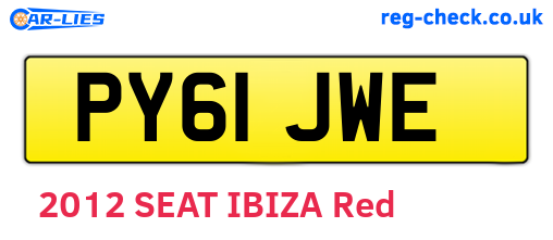 PY61JWE are the vehicle registration plates.