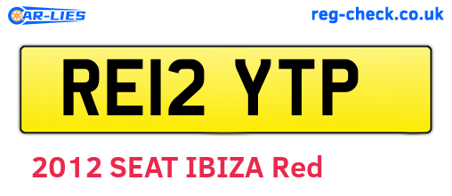 RE12YTP are the vehicle registration plates.
