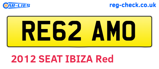 RE62AMO are the vehicle registration plates.