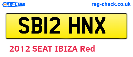 SB12HNX are the vehicle registration plates.