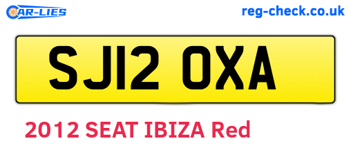 SJ12OXA are the vehicle registration plates.