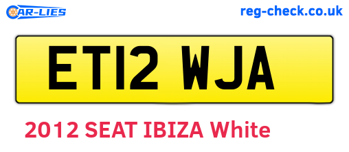 ET12WJA are the vehicle registration plates.