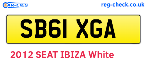 SB61XGA are the vehicle registration plates.