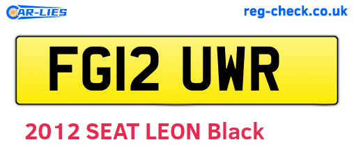 FG12UWR are the vehicle registration plates.