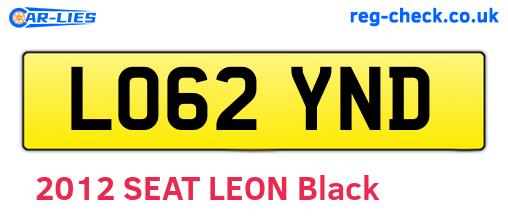 LO62YND are the vehicle registration plates.