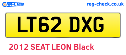 LT62DXG are the vehicle registration plates.