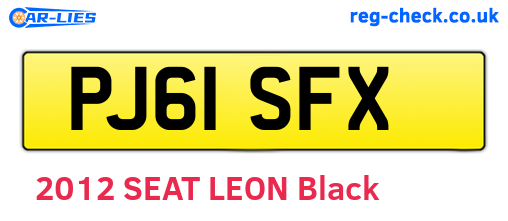 PJ61SFX are the vehicle registration plates.