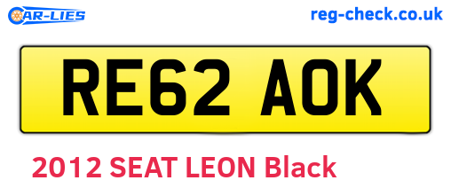 RE62AOK are the vehicle registration plates.