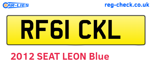RF61CKL are the vehicle registration plates.