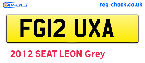 FG12UXA are the vehicle registration plates.