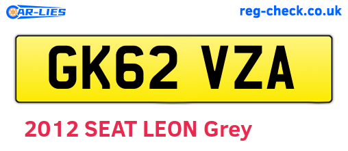 GK62VZA are the vehicle registration plates.