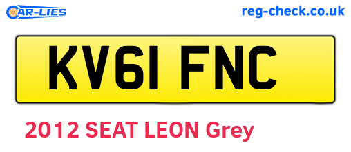 KV61FNC are the vehicle registration plates.