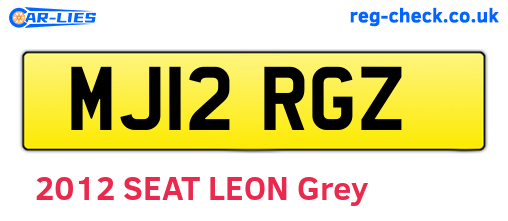 MJ12RGZ are the vehicle registration plates.