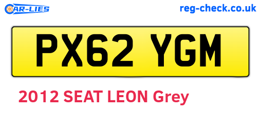 PX62YGM are the vehicle registration plates.