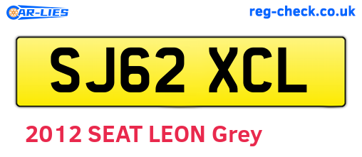 SJ62XCL are the vehicle registration plates.