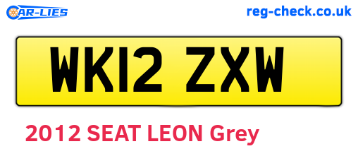 WK12ZXW are the vehicle registration plates.