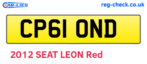 CP61OND are the vehicle registration plates.