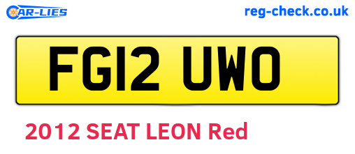 FG12UWO are the vehicle registration plates.
