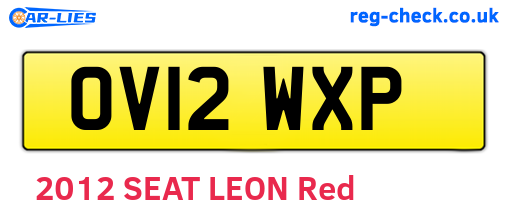 OV12WXP are the vehicle registration plates.