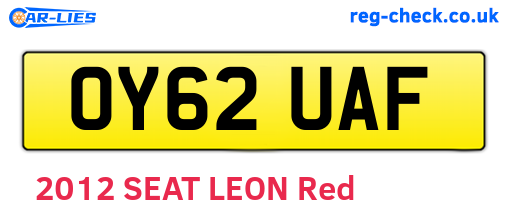 OY62UAF are the vehicle registration plates.