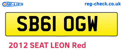 SB61OGW are the vehicle registration plates.