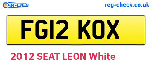 FG12KOX are the vehicle registration plates.