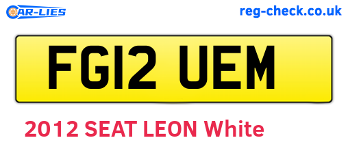 FG12UEM are the vehicle registration plates.