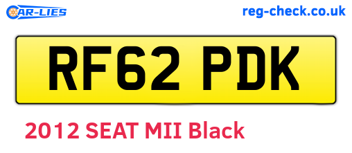 RF62PDK are the vehicle registration plates.
