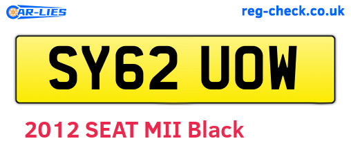 SY62UOW are the vehicle registration plates.